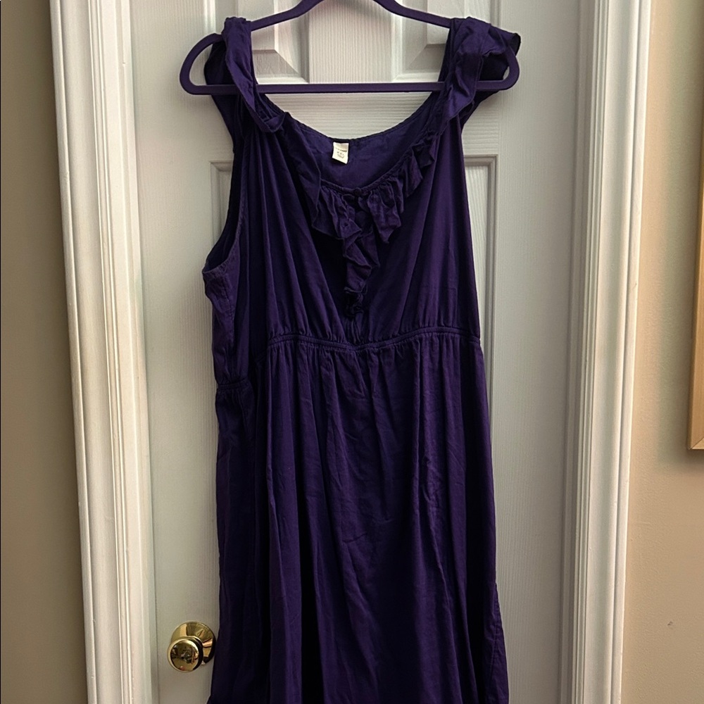Purple Sleeveless Dress with Ruffle Detail